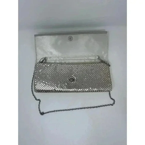 Jessica McClintock Vintage‎ Silver Mesh Purse Clutch 80's - Picture 7 of 14